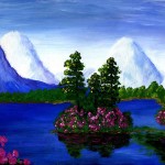 Пейзаж-синее-озеро-розы_